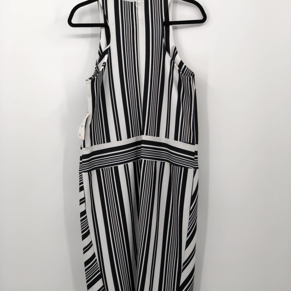 NWT Asos Dress Midi Stripe Tulip Hem Sleeveless Crewneck Black White Size 8 - Picture 6 of 12